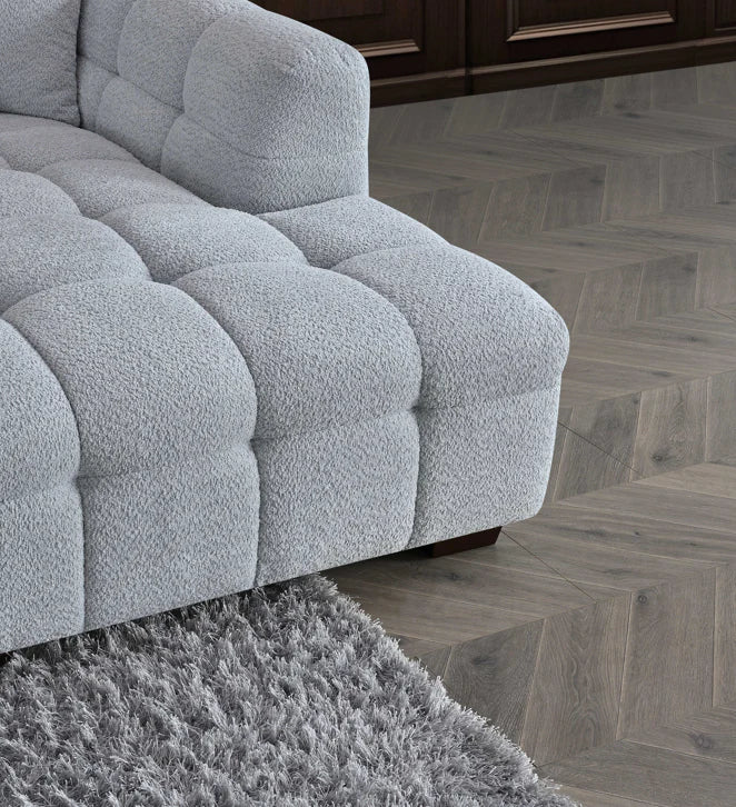 Aluxo Tribeca Corner Group In Pearl Boucle Fabric