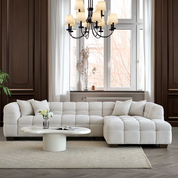 Aluxo Tribeca Corner Group In Oatmeal Boucle Fabric
