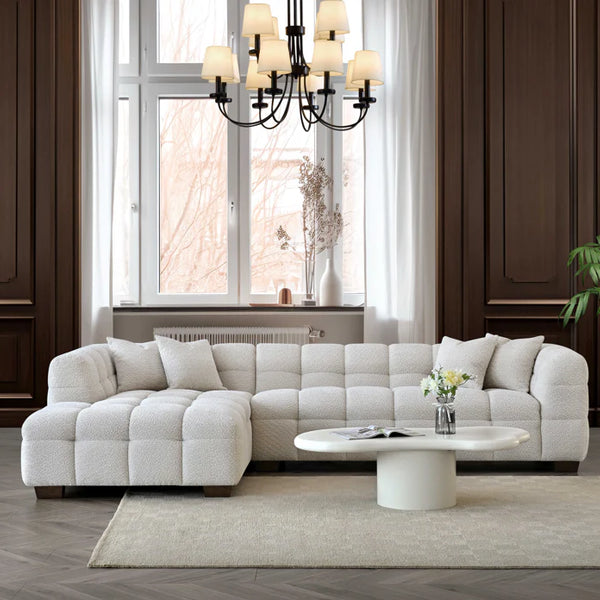 Aluxo Tribeca Corner Group In Oatmeal Boucle Fabric