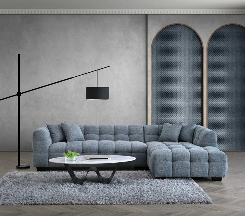 Aluxo Tribeca Corner Group In Iron Boucle Fabric