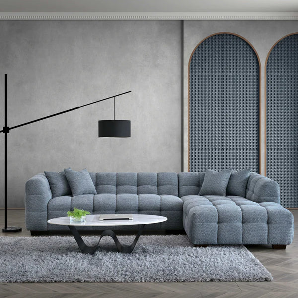 Aluxo Tribeca Corner Group In Iron Boucle Fabric