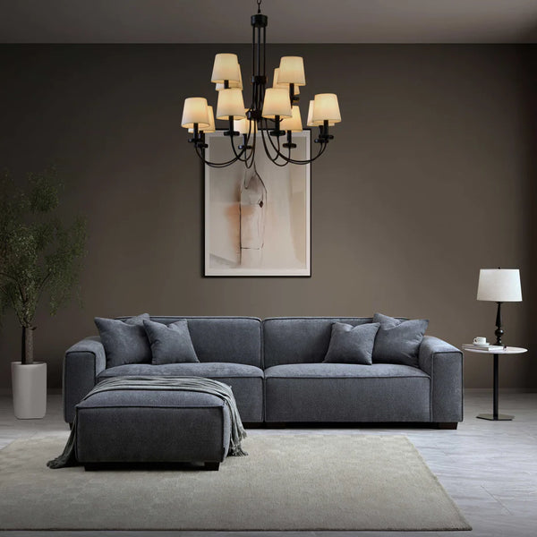 Aluxo Dakota 4 Seater With Chaise In Charcoal Boucle