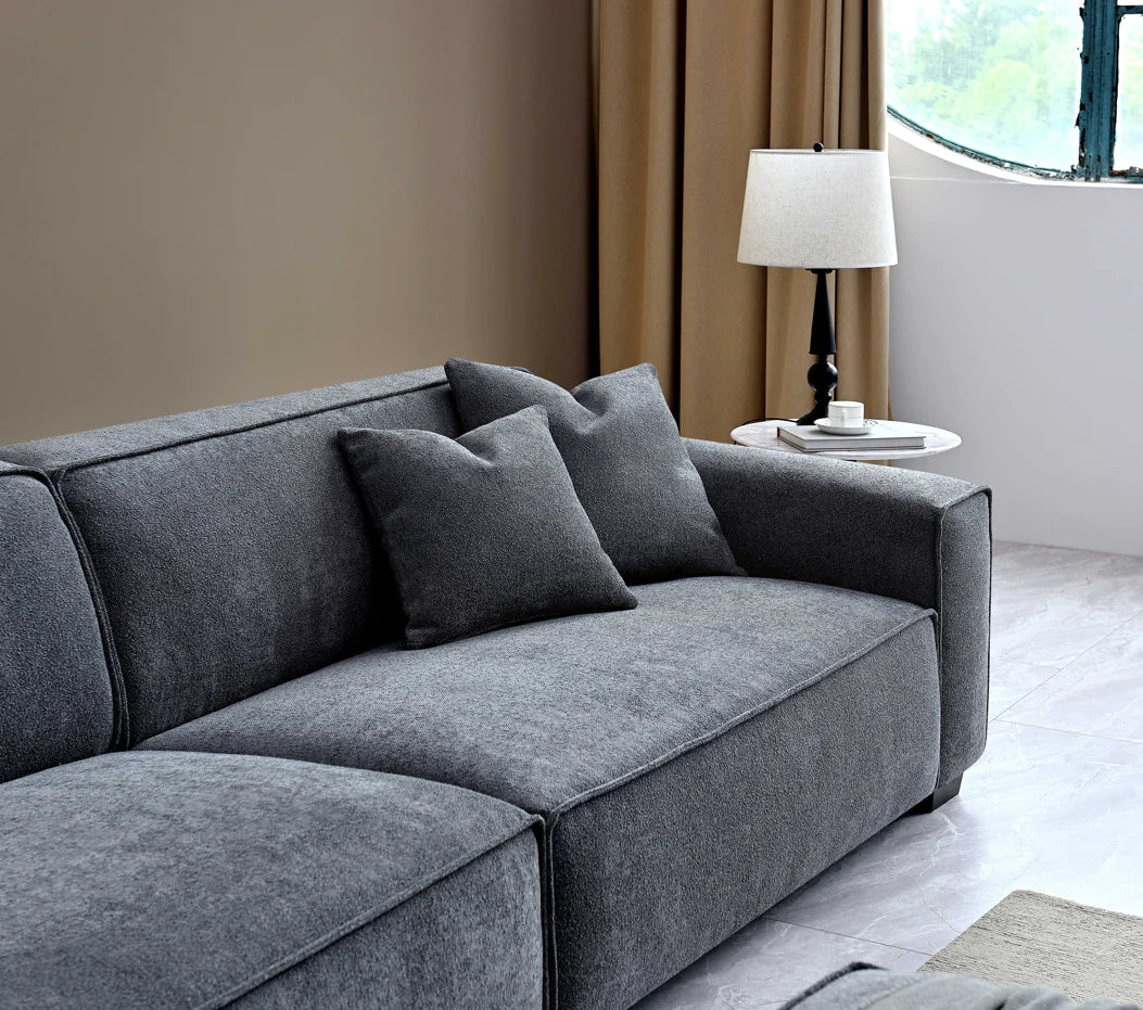 Aluxo Dakota 4 Seater With Chaise In Charcoal Boucle