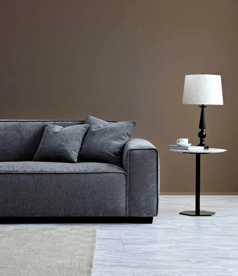 Aluxo Dakota 4 Seater With Chaise In Charcoal Boucle