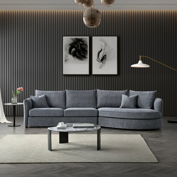 Aluxo Rubin Corner Chaise In Charcoal Boucle