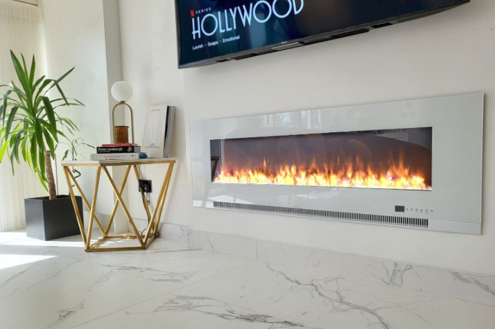 Aurora White Wall Mounted 10 Colour LED Electric Fire With Remote