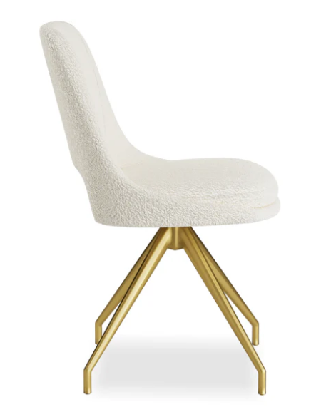 Mattia 180cm Ceramic Dining Table With Boucle Gold Leg Dining Chairs