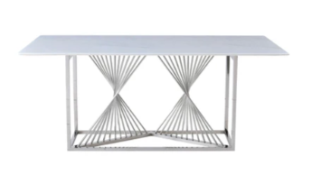 Ohio 180cm White Marble & Chrome Dining Table