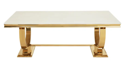 200cm Arianna White Marble with Gold Legs Dining Table