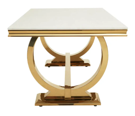 200cm Arianna White Marble with Gold Legs Dining Table