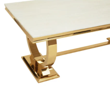 200cm Arianna White Marble with Gold Legs Dining Table