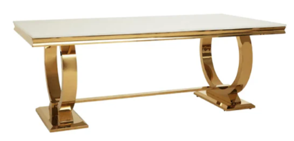 200cm Arianna White Marble with Gold Legs Dining Table