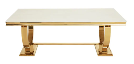 180cm Arianna White Marble with Gold Legs Dining Table