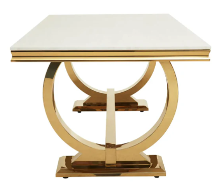 180cm Arianna White Marble with Gold Legs Dining Table