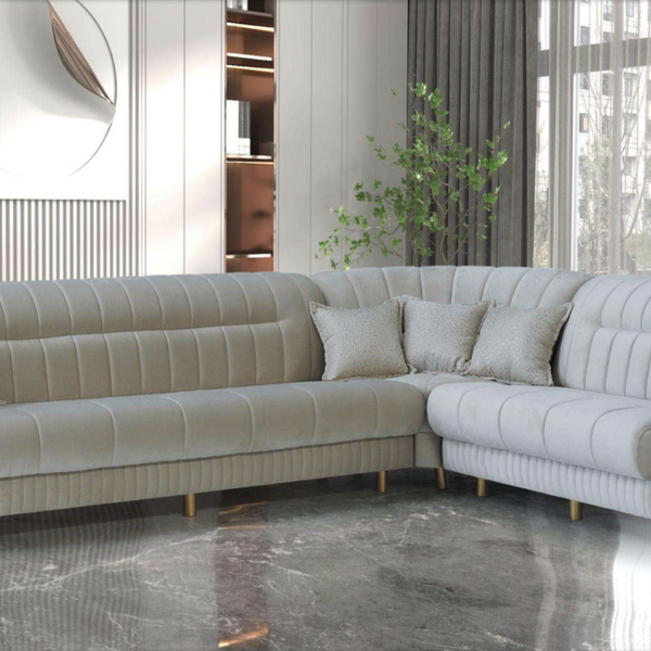 Pera Cream Corner Sofa Bed Set