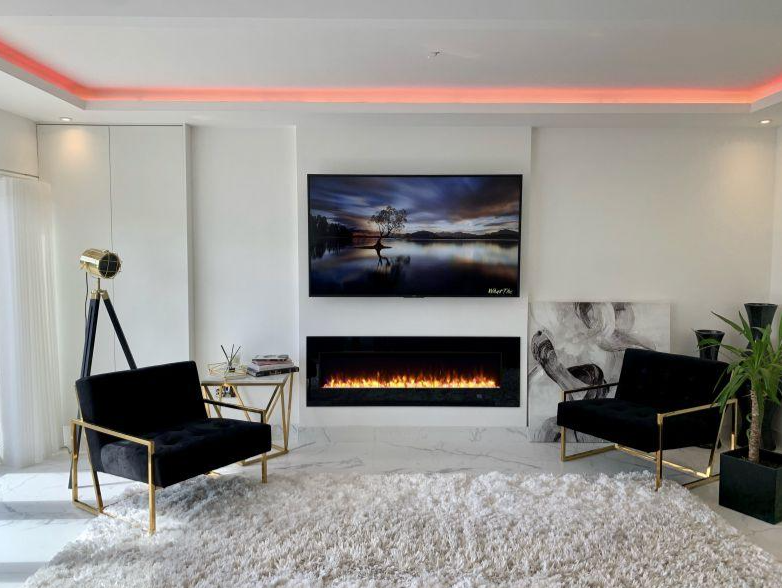 Aurora Black Wall Mounted 10 Colour LED Electric Fire With Remote