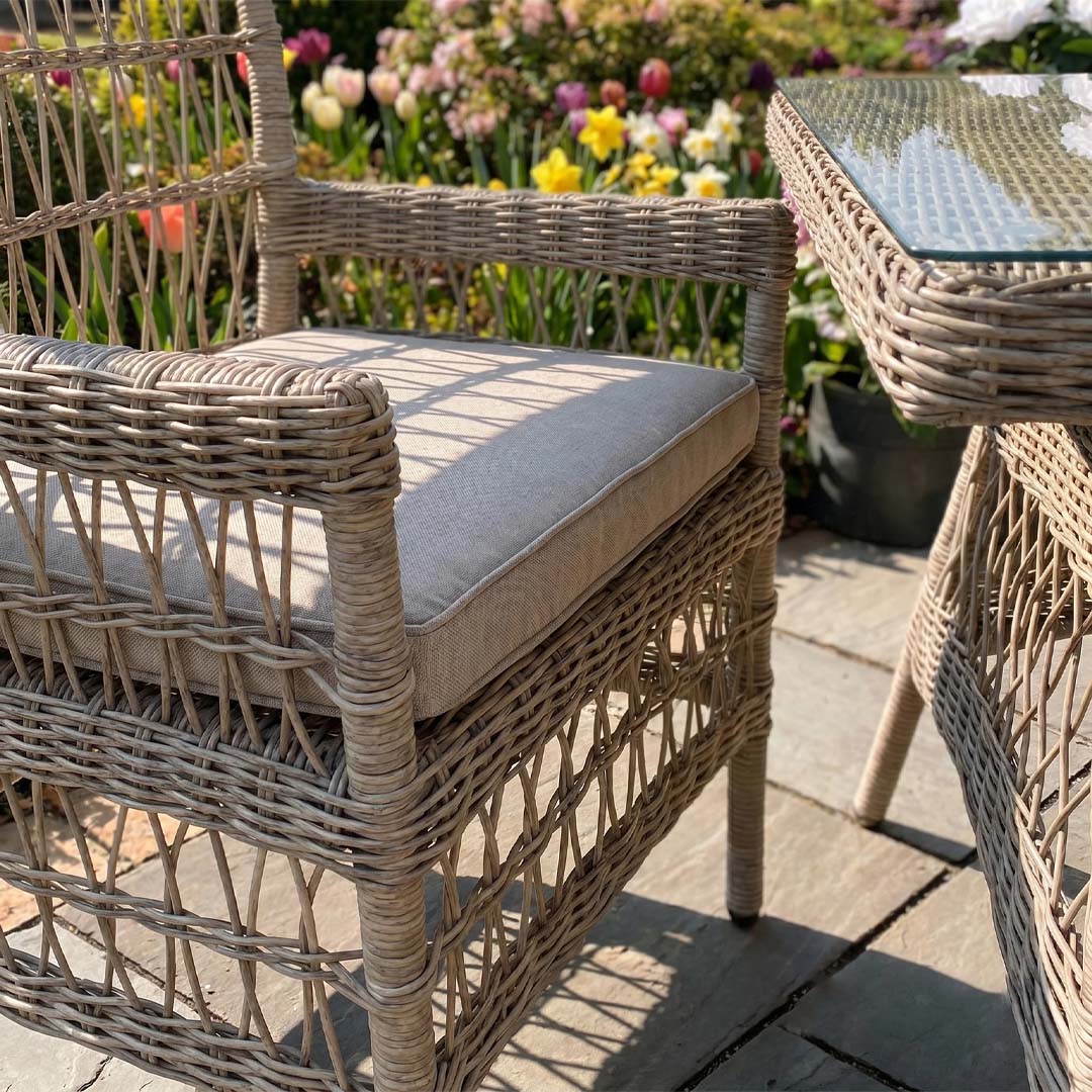 Sienna 4 Seater Rattan Garden Dining Set with Glass Top Table