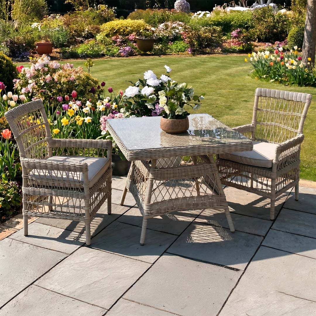 Sienna 4 Seater Rattan Garden Dining Set with Glass Top Table