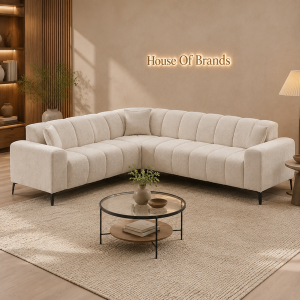 Snowfall Cream Chenille Corner Sofa Set