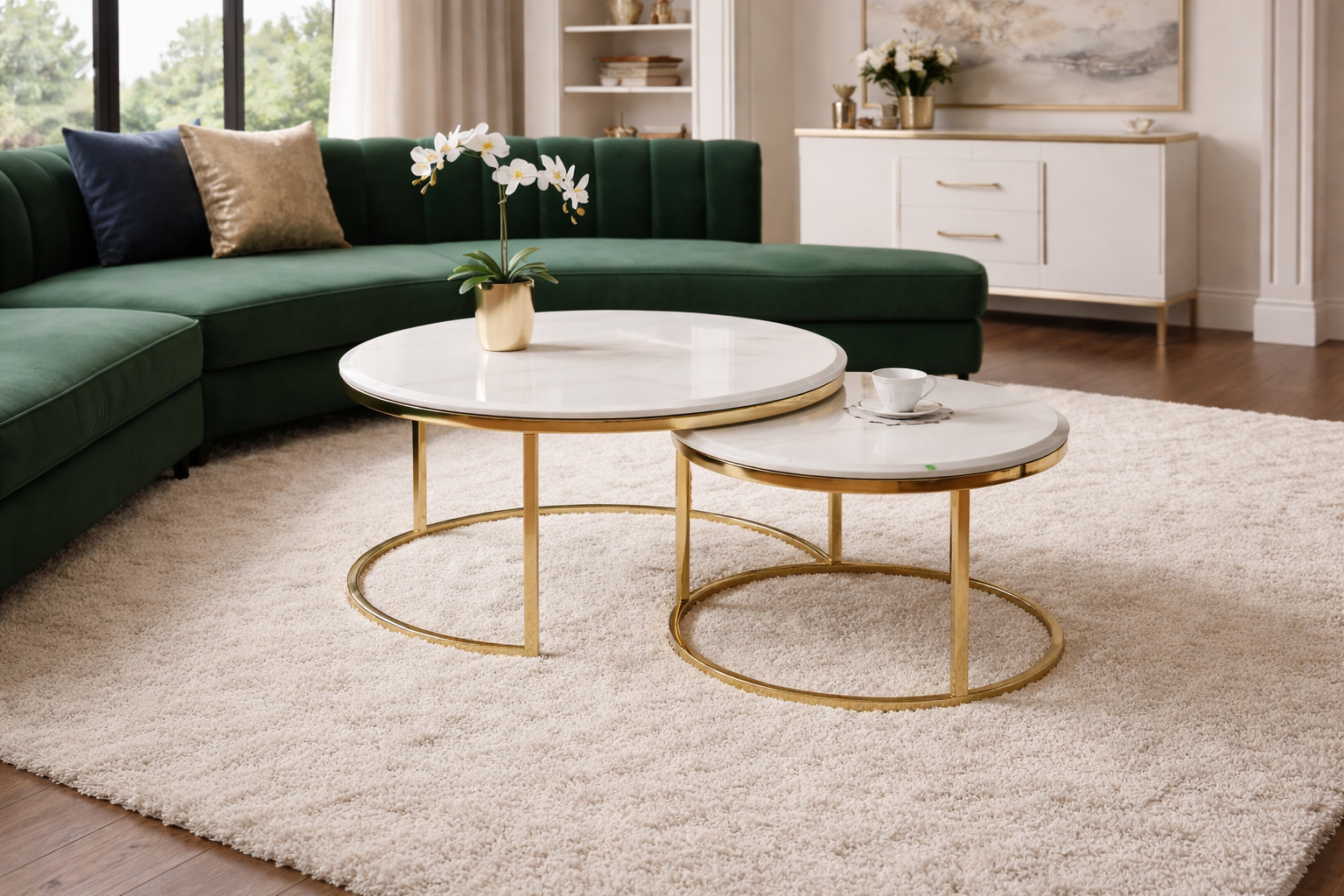 Sofia Ceramic Gold Nest of Coffee Table