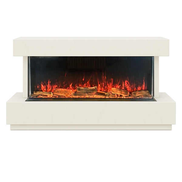 Hestia 1562 Electric Fire & Solace Marble Media Wall Suite Polar White (Medium)