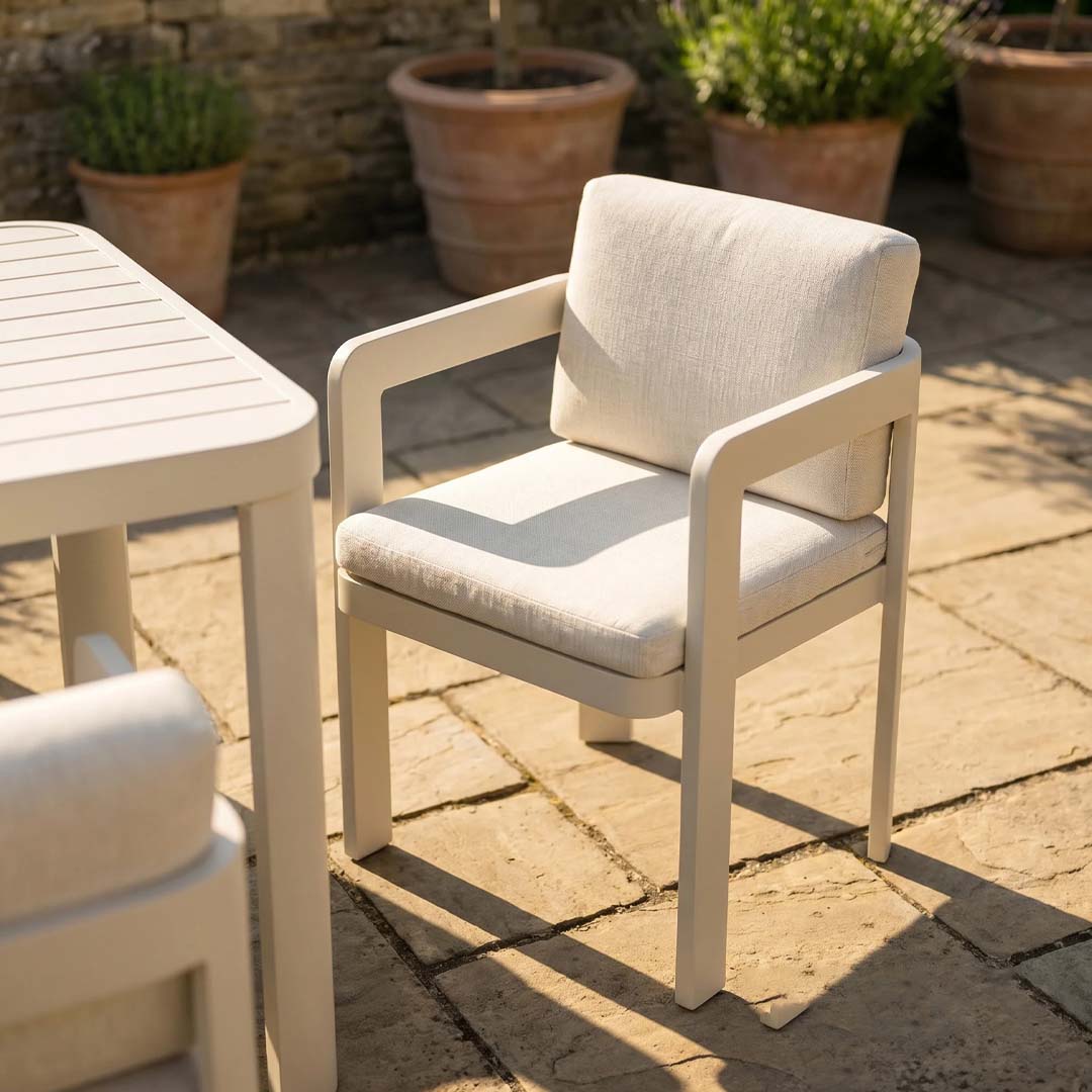 Sorrento 6 Seater Aluminium Garden Dining Set with Rectangular Table – Taupe Outdoor Dining Furniture