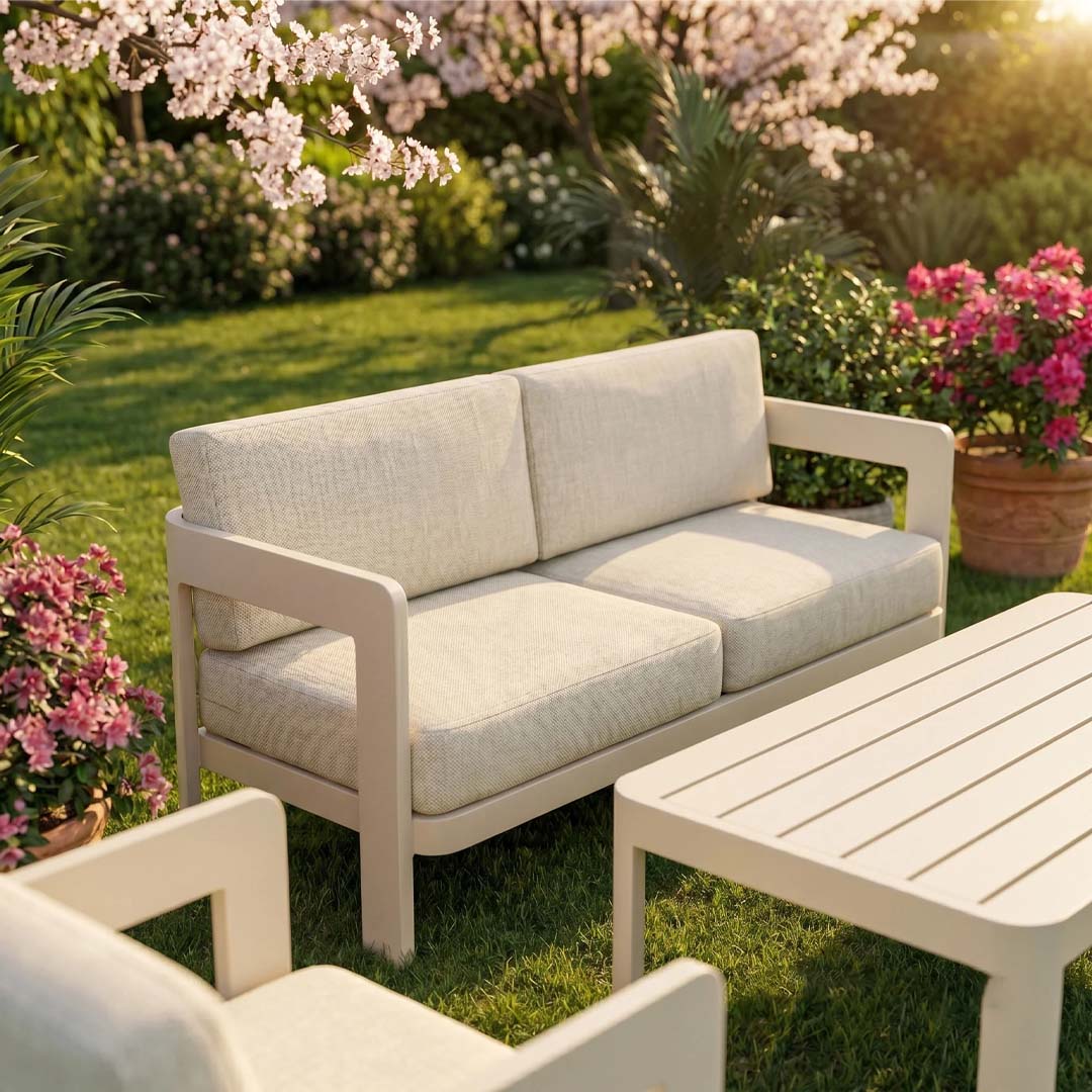Sorrento 5 Seater Aluminium Garden Sofa Set with Coffee Table – Taupe Outdoor Lounge Furniture