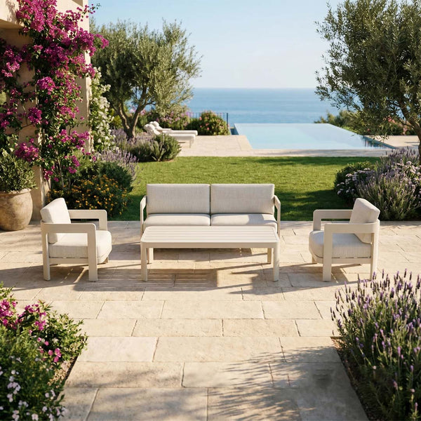Sorrento 5 Seater Aluminium Garden Sofa Set with Coffee Table – Taupe Outdoor Lounge Furniture