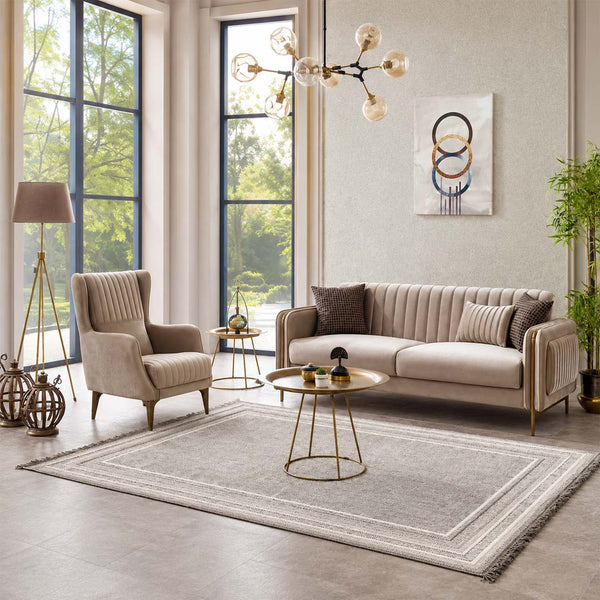Talas Luxury Velvet Sofa Bed Set with Storage