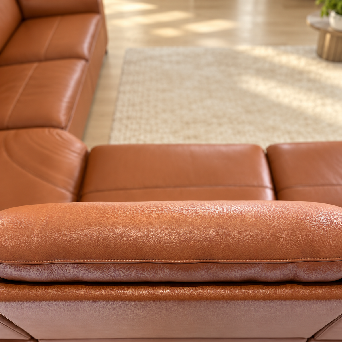 Arizona Tan Leather Electric Recliner Corner Sofa
