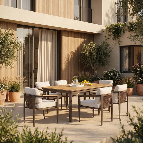 Terra 6 Seater Aluminium Garden Dining Set with Rectangular PS Wood Table