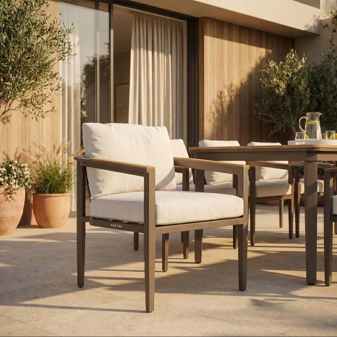 Terra 6 Seater Aluminium Garden Dining Set with Rectangular PS Wood Table