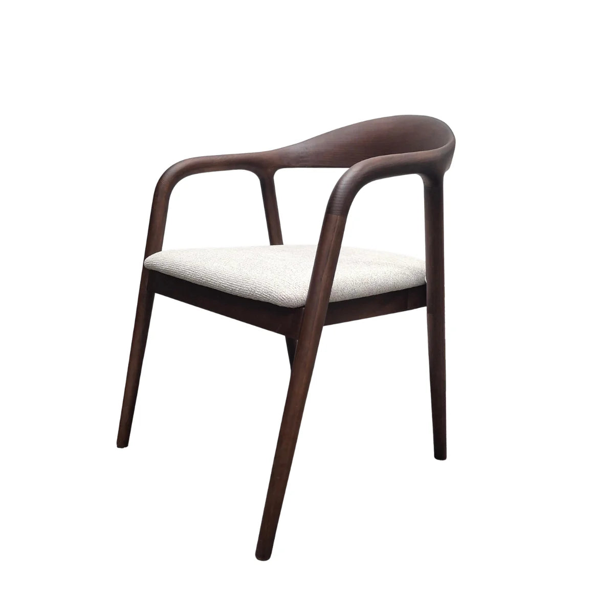 Tess Walnut Dining Chair in Oatmeal Bouclé – Upholstered Dining Chair (Set of 2)