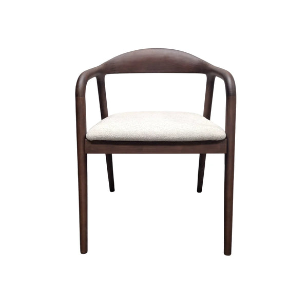 Tess Walnut Dining Chair in Oatmeal Bouclé – Upholstered Dining Chair (Set of 2)