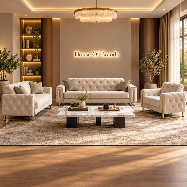 Puntoh Cream and Gold Sofa Bed with Storage