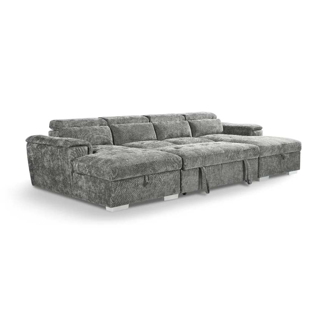 Luna U Shape Sofa Bed with Storage Grey