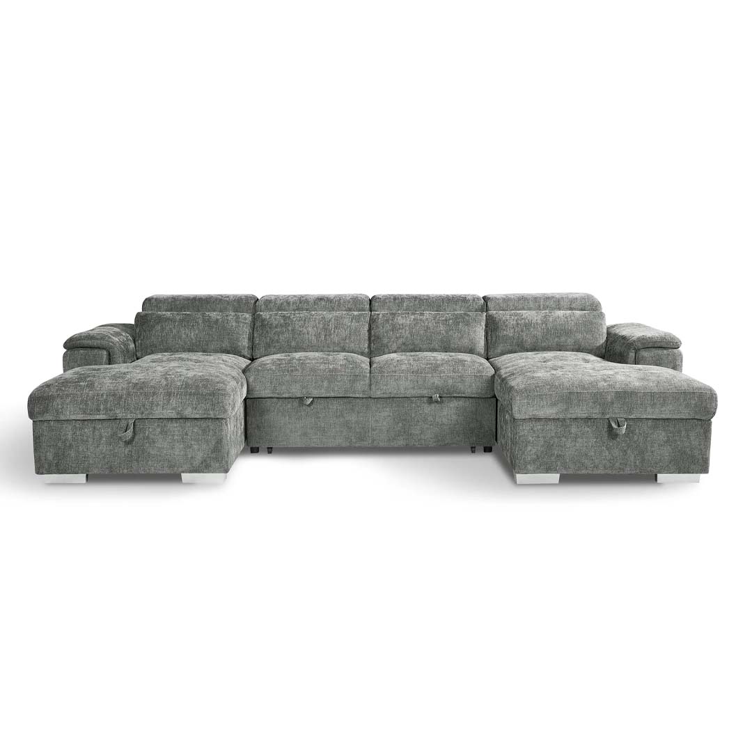 Luna U Shape Sofa Bed with Storage Grey