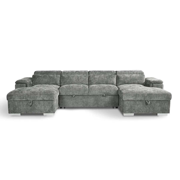 Luna U Shape Sofa Bed with Storage Grey