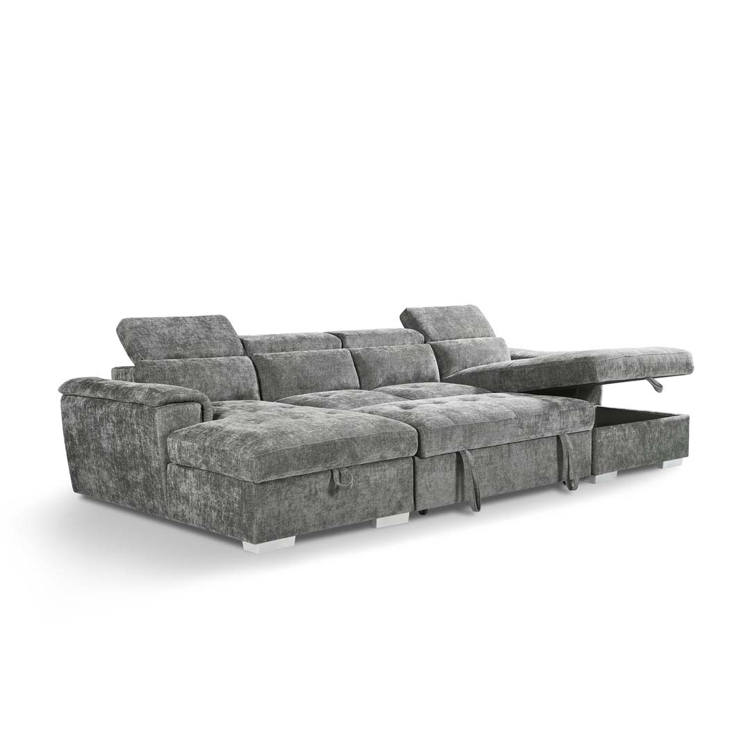 Luna U Shape Sofa Bed with Storage Grey
