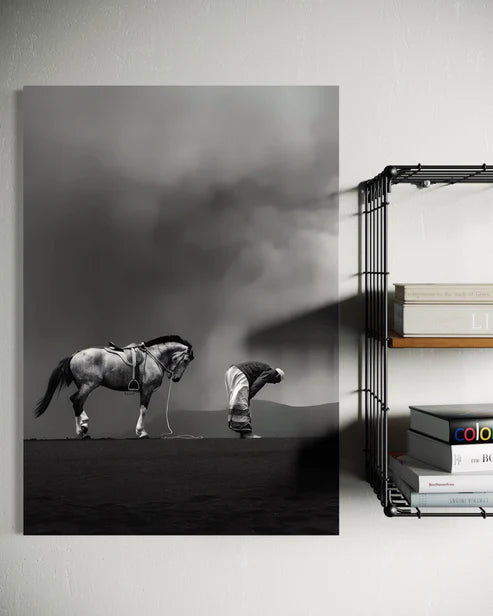 Unity in Prayer – Man and Horse in Worship Canvas