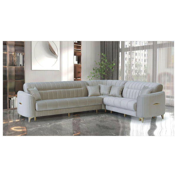 Pera Cream Corner Sofa Bed Set
