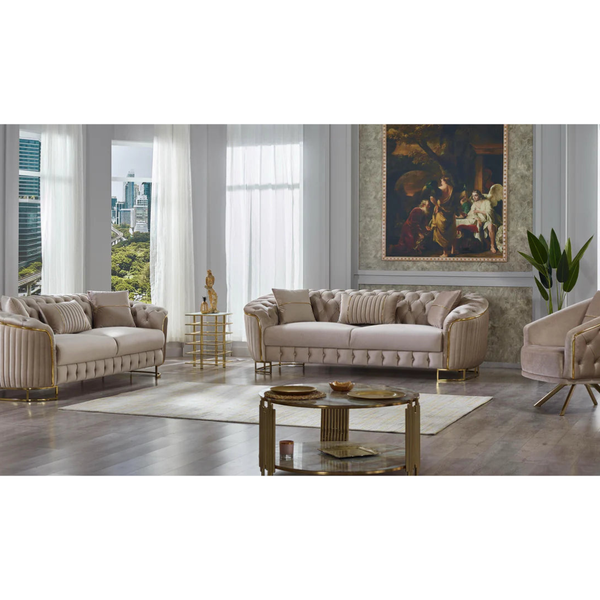 Vienna Luxe Beige Sofa Set