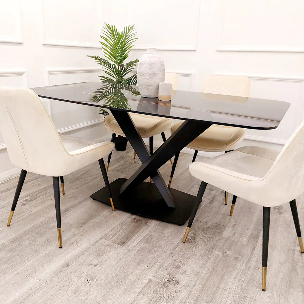Valeo 160cm Black Sintered Stone Dining Table