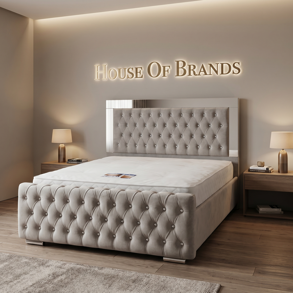 Vegas Mirrored Ottoman Storage Bed