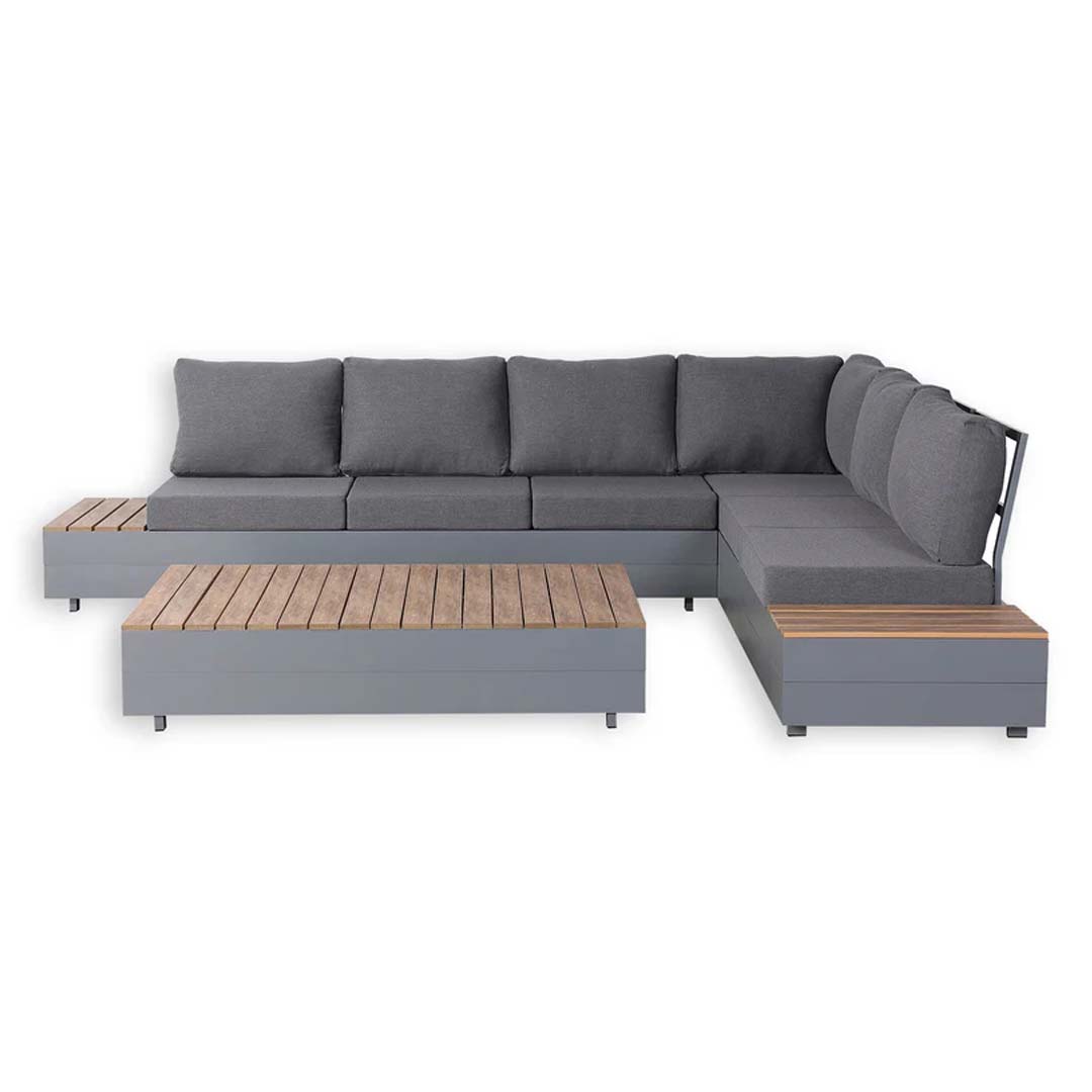 Venice Luxe Large L-Shaped Corner Sofa Set | Grey Aluminium