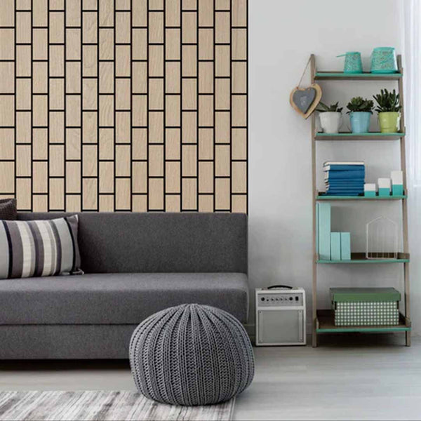 Acoustic Slatted Wall Panels – Oak Vertical Bricks Finish (Pack of 4 – 240 x 60cm)
