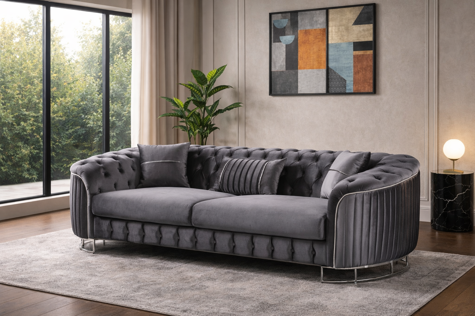 Vienna Luxe Grey Sofa Set
