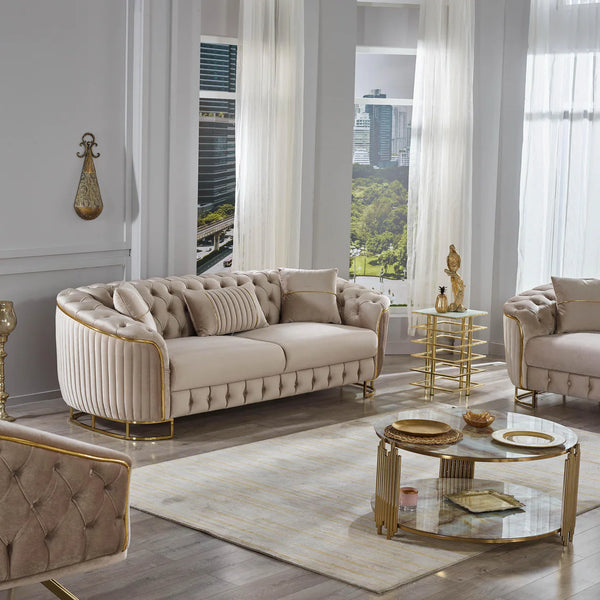 Vienna Luxe Beige Sofa Set