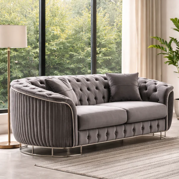 Vienna Luxe Grey Sofa Set