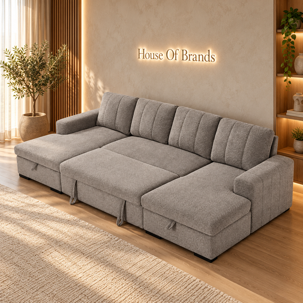 Jesse Grey Large U Shaped Sofa Bed with Storage